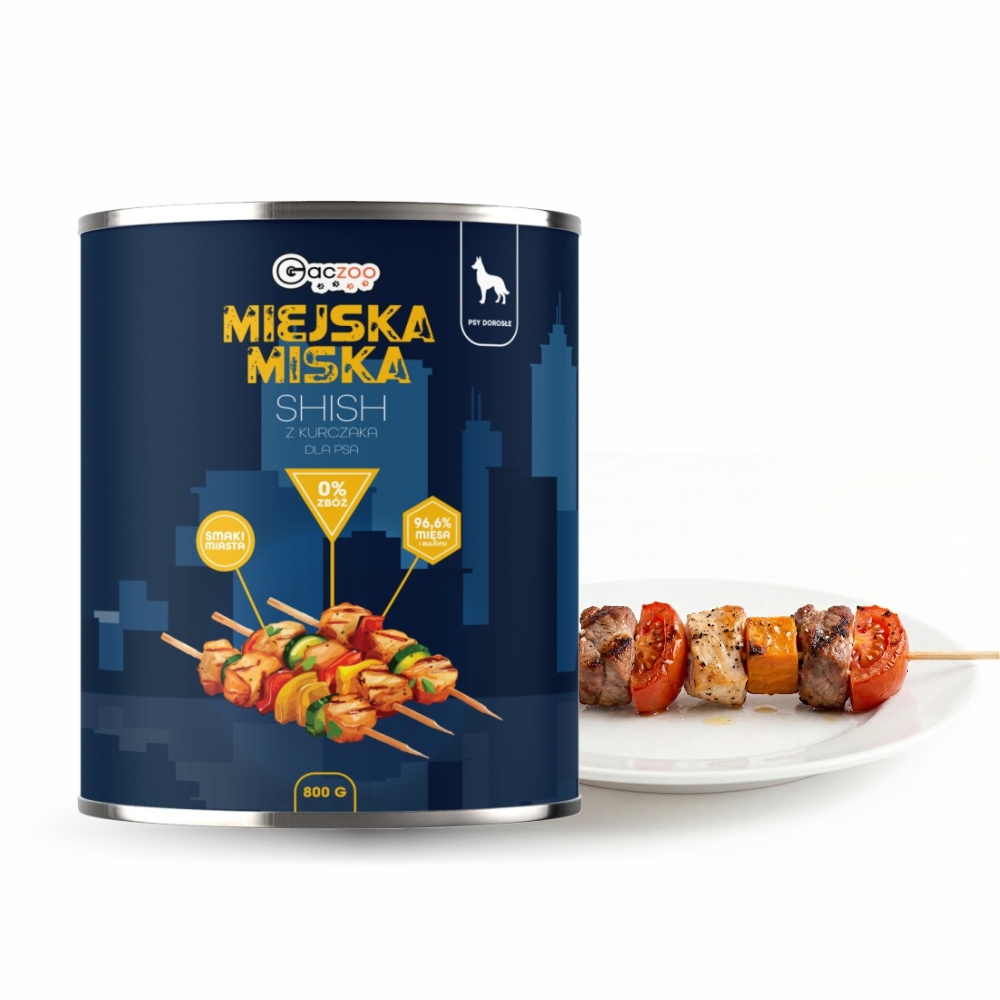 Gaczoo Miejska Miska karma mokra dla psa Shish z kurczaka Style 800g